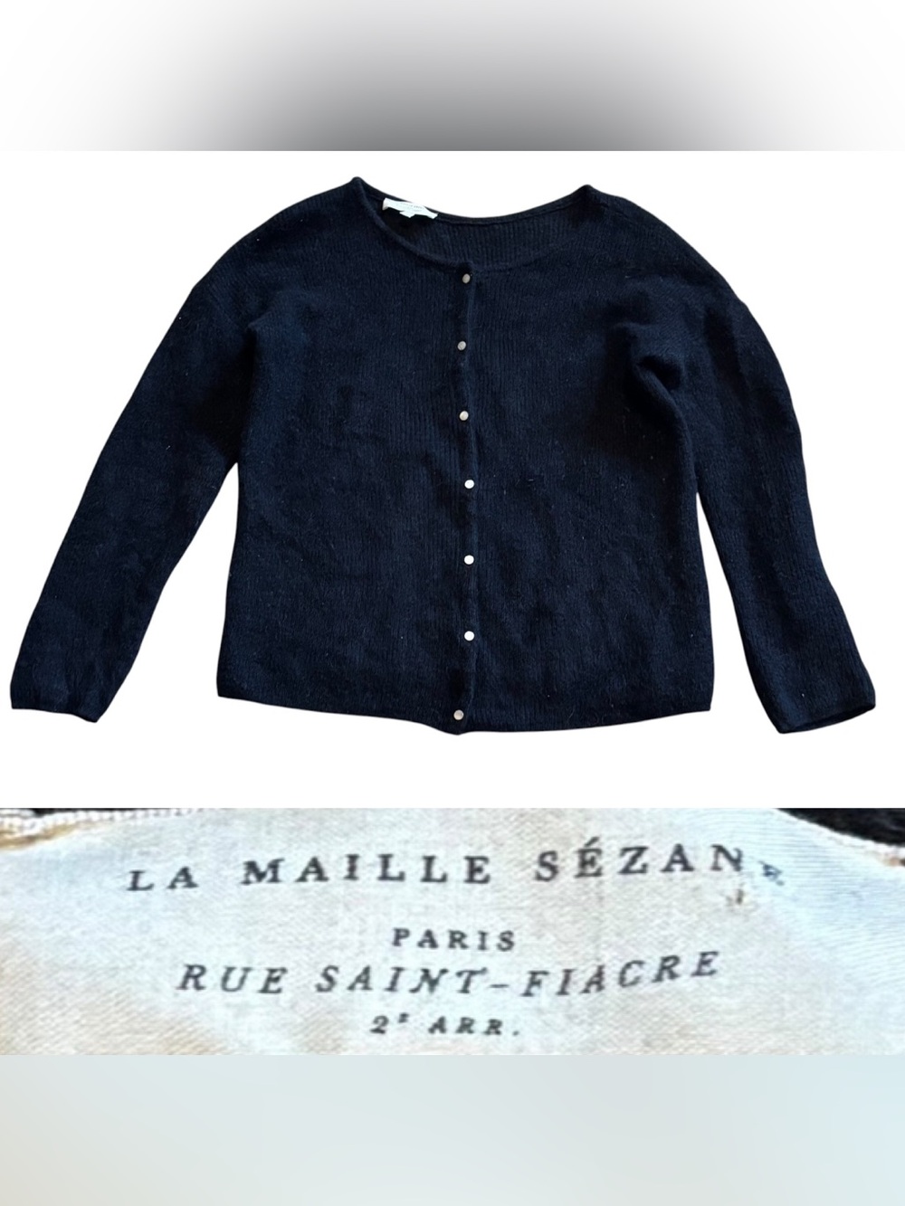 Sezane Gaspard Super Kid Mohair Blend Cardigan Women’s Size Small In black - Picture 2 of 8